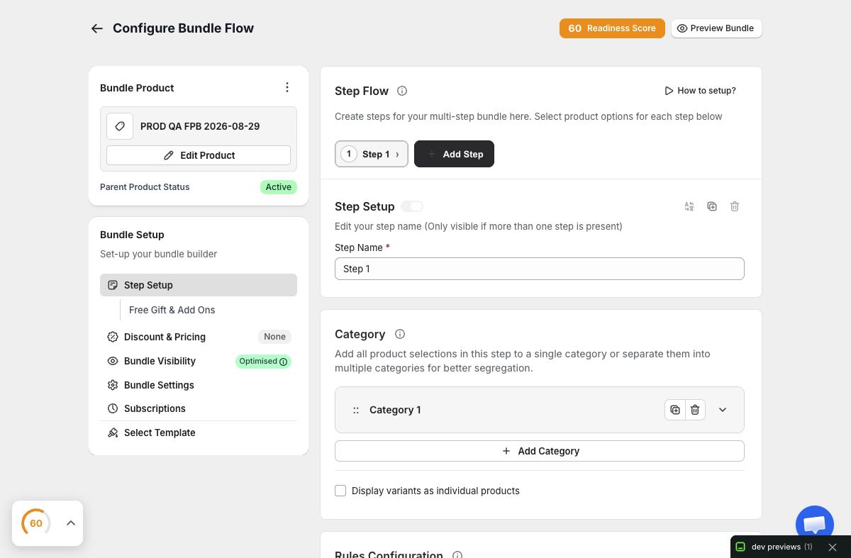 Full Page Bundle configuration workspace in Only Bundles